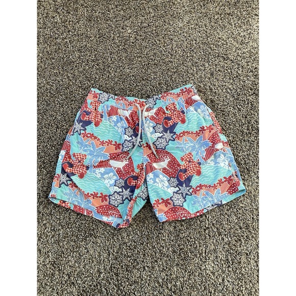 Vilebrequin Winter Tropical Rain deer With Bear Men's Swim trunks Size XL